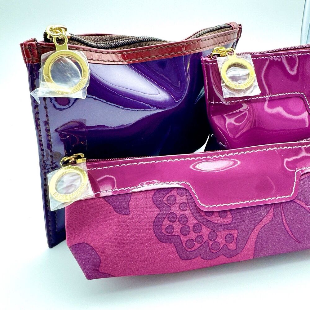Stylish Cosmetic Bags 3‎ Set Estee Lauder Travel Makeup Organizer Pink & Purple